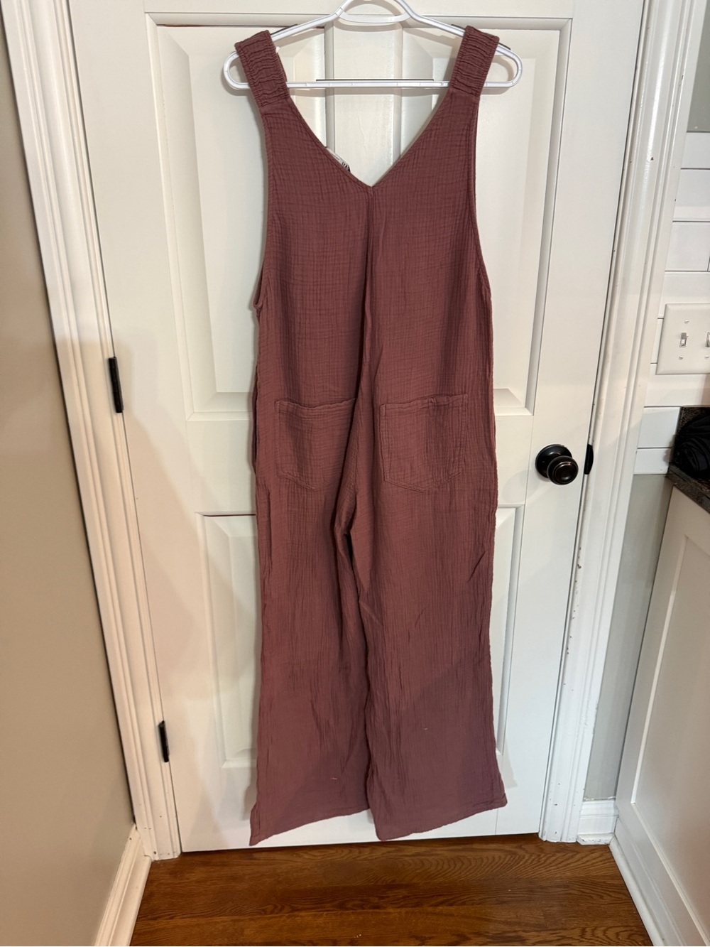 Zara Mauve Gauze Wide Leg Jumpsuit Sleeveless V-Neck Boho 25458 - Picture 6 of 9
